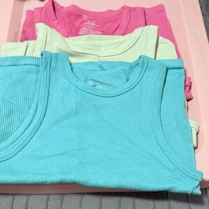 No Boundaries Women's Tank Tops - Pink, Light Green, Aqua